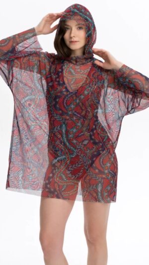 sku: 25004574 | Brand: RoDaSoleil  | Size: L/XL S/M  | Colors: Цветной  | Бренды RoDaSoleil | Пляжная одежда | Title: Футболка ЗМЕИ МОЗАИКА с капюшоном
