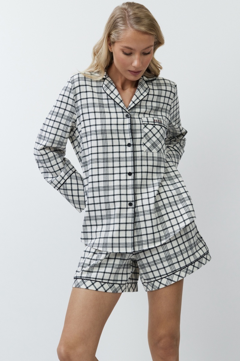 sku: TERRA | Brand: Aruelle | Size: XSmall Small Medium Large XLarge XXLarge | Colors: Бежевый/Черный | Бренды Aruelle | Домашняя одежда Пижамы | Title: Пижама с шортами TERRA