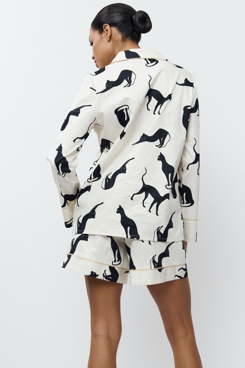 sku: NYRA | Brand: Aruelle | Size: XSmall Small Medium Large XLarge XXLarge | Colors: Кремовый/Черный | Бренды Aruelle | Домашняя одежда Пижамы | Title: Пижама с шортами NYRA