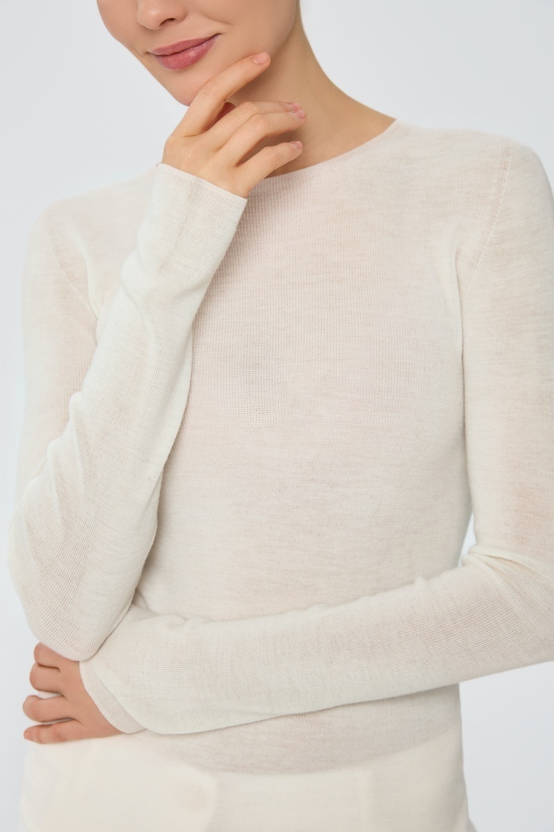 sku: W25-00MW1819 | Brand: Marc Andre  | Size: 36 38 40 42 44 46  | Colors: Белый  | Бренды Marc&Andre | Кашемир Джемперы | Title: Лонгслив SHEER WHISPER