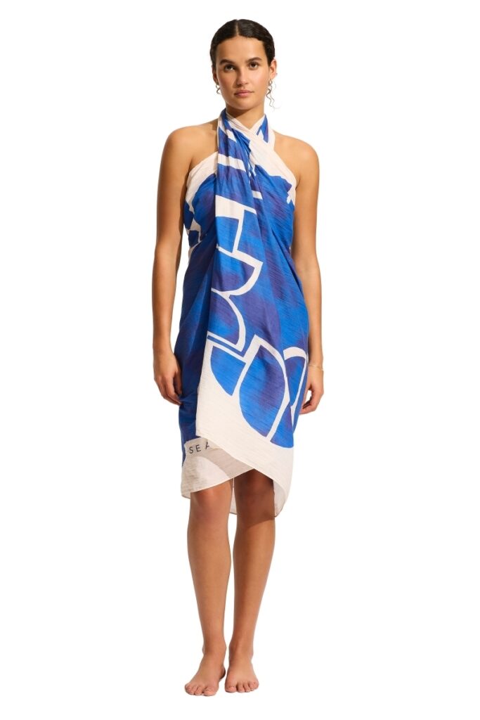 sku: 55454-SG | Brand: Seafolly  | Size: Onesize  | Colors: Ультрамарин  | Бренды Seafolly | Пляжная одежда | Title: Парео пляжное SUNRAY