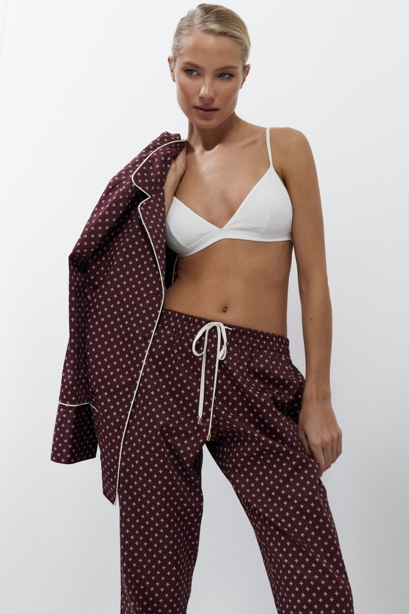 sku: GEORGETTE | Brand: Aruelle  | Size: XSmall Small Medium Large XLarge  | Colors: Бордовый  | Бренды Aruelle | Домашняя одежда Пижамы | Title: Пижама с брюками GEORGETTE