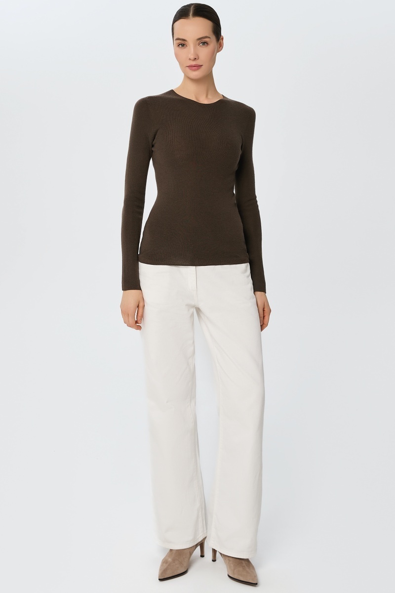 sku: W25-00MW2019 | Brand: Marc Andre  | Size: 36 38 40 42 44 46  | Colors: Коричневый  | Бренды Marc&Andre | Кашемир Джемперы | Title: Лонгслив SHEER WHISPER