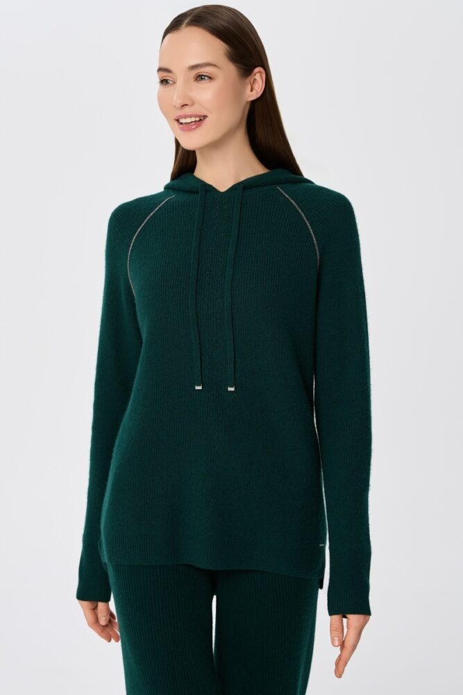 sku: W25-00CH0314 | Brand: Marc Andre  | Size: 36 38 40 42 44 46  | Colors: Изумруд  | Бренды Marc&Andre | Кашемир Джемперы | Title: Джемпер с капюшоном QUITE MOTION