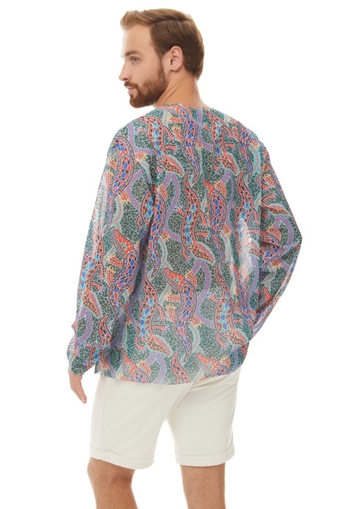 sku: 25003373 | Brand: RoDaSoleil  | Size: Small Medium Large XLarge XXLarge  | Colors: Цветной  | Бренды RoDaSoleil | Мужская коллекция Пляжная одежда | Title: Футболка КРОКОДИЛ МУЛЬТИКОЛОР ПАТТЕРН