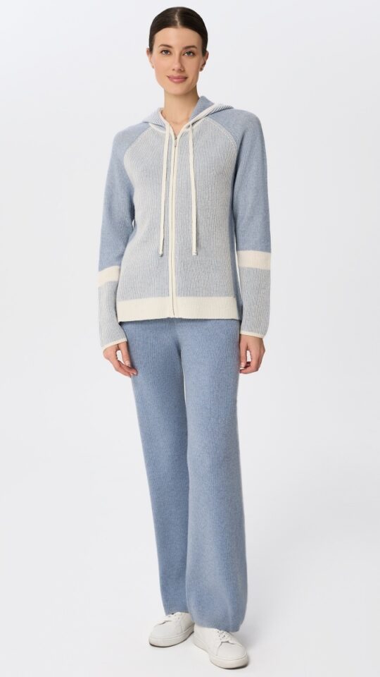 sku: W25-00CH0914 | Brand: Marc Andre  | Size: 36 38 40 42 44 46  | Colors: Голубой  | Бренды Marc&Andre | Кашемир Джемперы | Title: Джемпер на молнии с капюшоном RIBBED RHYTHM