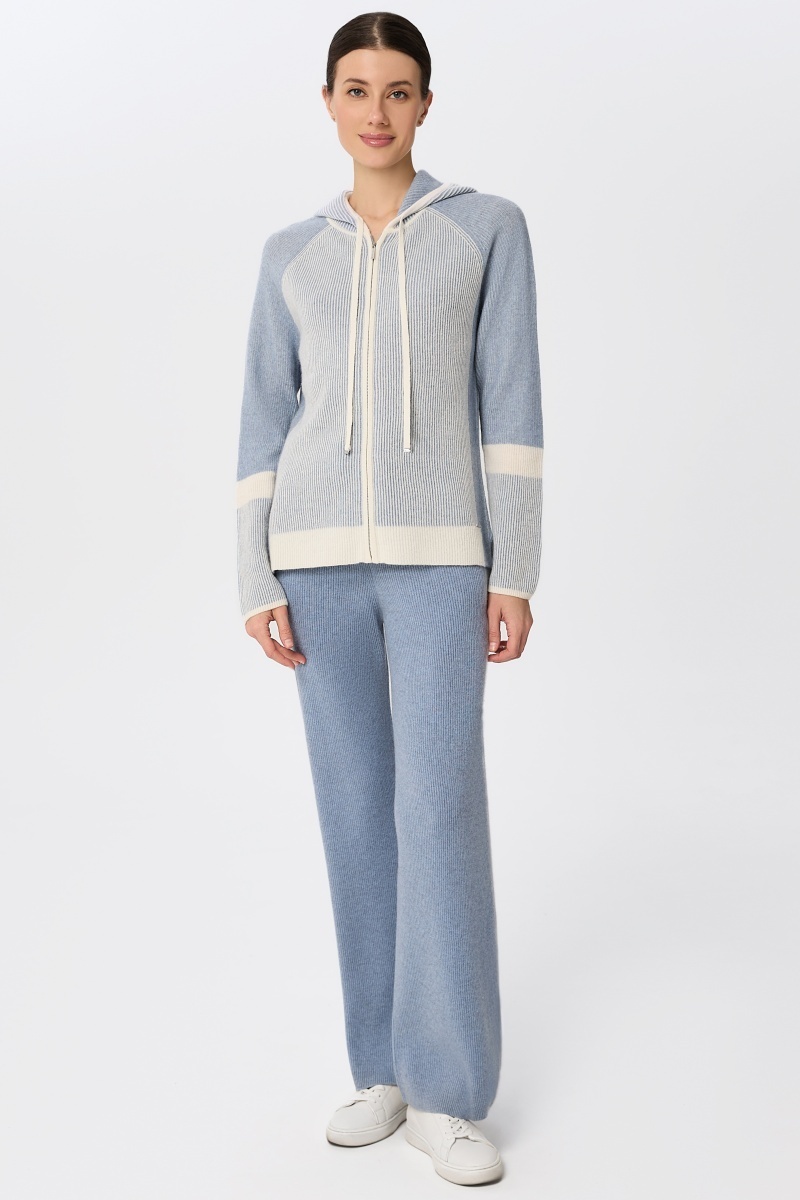 sku: W25-00CH0914 | Brand: Marc Andre  | Size: 36 38 40 42 44 46  | Colors: Голубой  | Бренды Marc&Andre | Кашемир Джемперы | Title: Джемпер на молнии с капюшоном RIBBED RHYTHM