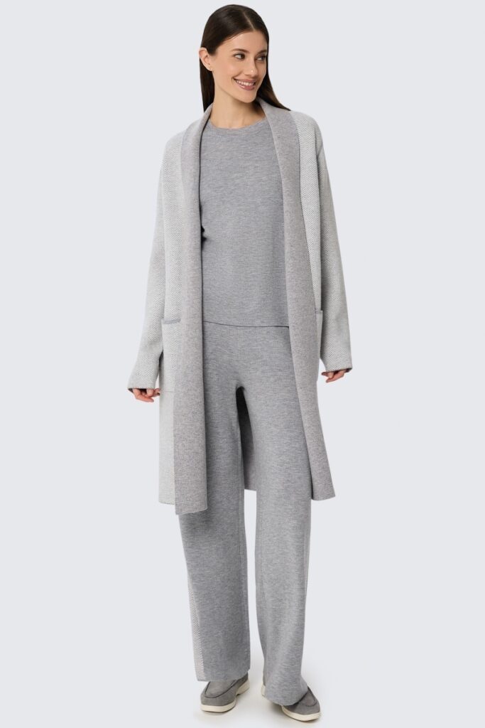 sku: W25-00CH0201 | Brand: Marc Andre  | Size: Small Medium Large  | Colors: Серый  | Бренды Marc&Andre | Кашемир Кардиганы | Title: Кардиган ETERNAL WAVES