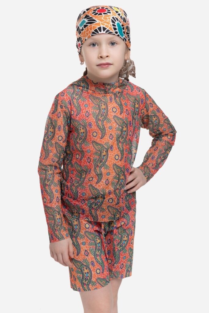 sku: 25002266 | Brand: RoDaSoleil  | Size: 104 110 116 122 128 134 140 146 152 158  | Colors: Цветной  | Бренды RoDaSoleil | Детские купальники | Title: Шорты детские КРОКОДИЛ ОРАНЖЕВЫЙ ПАТТЕРН