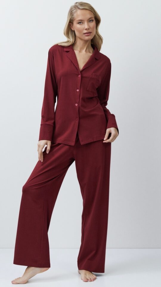 sku: CADANCE BURGUNDY | Brand: Aruelle  | Size: XSmall Small Medium Large XLarge XXLarge  | Colors: Бургундское вино  | Бренды Aruelle | Домашняя одежда Пижамы | Title: Пижама с брюками CADANCE BURGUNDY