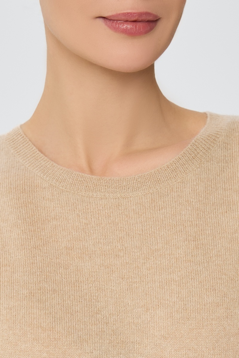 sku: W25-00CH1408 | Brand: Marc Andre  | Size: 36 38 40 42 44 46  | Colors: Бежевый  | Бренды Marc&Andre | Кашемир Джемперы | Title: Джемпер с коротким рукавом DAILY DELIGHT