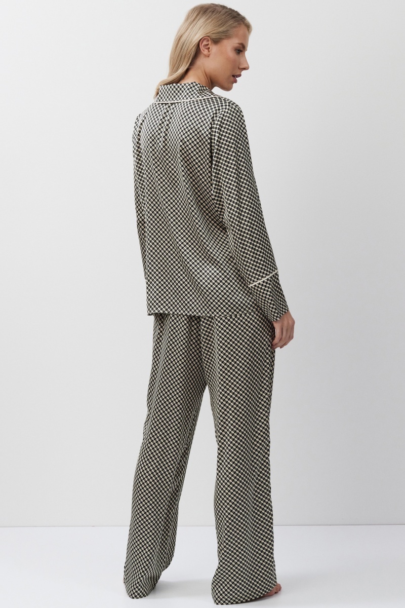 sku: ROMIE | Brand: Aruelle | Size: XSmall Small Medium Large XLarge XXLarge | Colors: Черный/Бежевый | Бренды Aruelle | Домашняя одежда Пижамы | Title: Пижама с брюками ROMIE