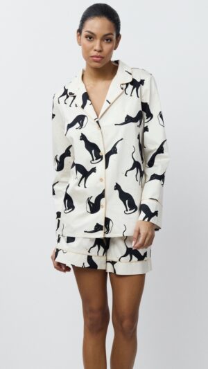 sku: NYRA | Brand: Aruelle  | Size: XSmall Small Medium Large XLarge XXLarge  | Colors: Кремовый/Черный  | Бренды Aruelle | Домашняя одежда Пижамы | Title: Пижама с шортами NYRA