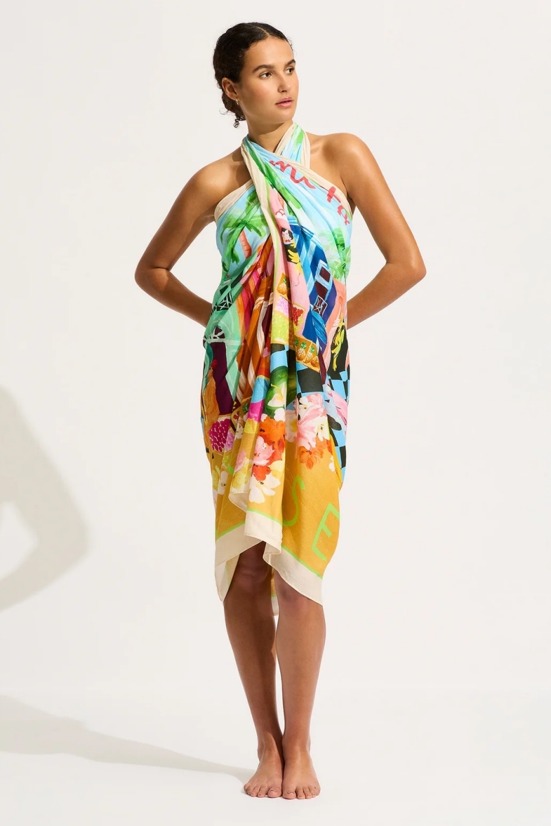 sku: 55438-SG | Brand: Seafolly  | Size: Onesize  | Colors: Бирюзовый  | Бренды Seafolly | Пляжная одежда | Title: Пляжное парео