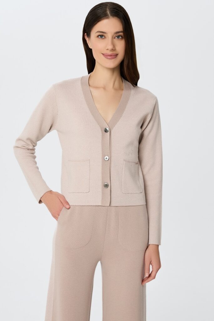 sku: W25-00CH0109 | Brand: Marc Andre  | Size: 36 38 40 42 44 46  | Colors: Бежевый  | Бренды Marc&Andre | Кашемир Кардиганы | Title: Кардиган ETERNAL WAVES