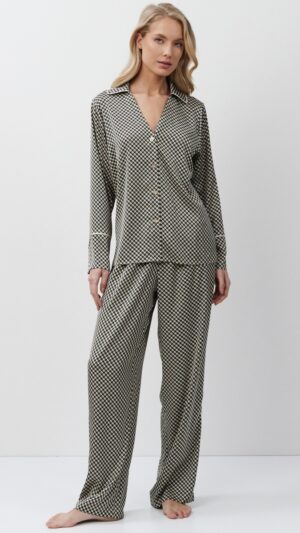 sku: ROMIE | Brand: Aruelle  | Size: XSmall Small Medium Large XLarge XXLarge  | Colors: Черный/Бежевый  | Бренды Aruelle | Домашняя одежда Пижамы | Title: Пижама с брюками ROMIE