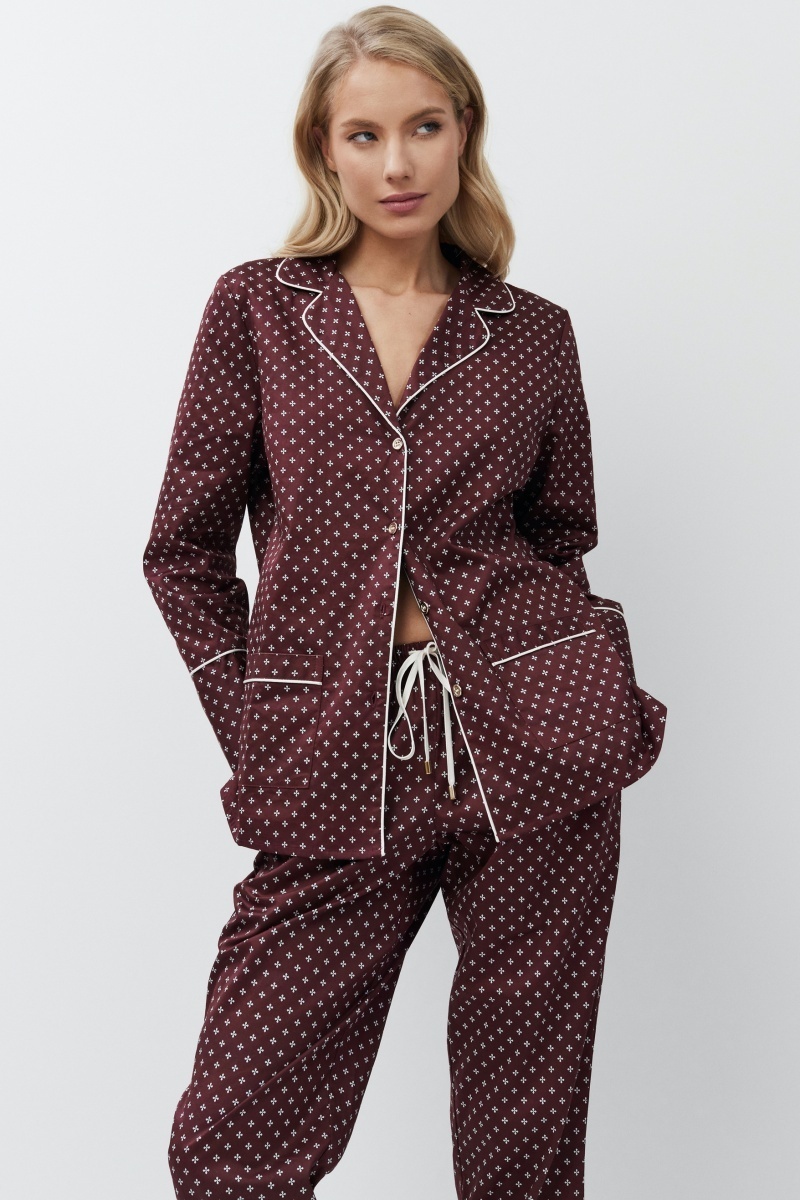 sku: GEORGETTE | Brand: Aruelle  | Size: XSmall Small Medium Large XLarge  | Colors: Бордовый  | Бренды Aruelle | Домашняя одежда Пижамы | Title: Пижама с брюками GEORGETTE