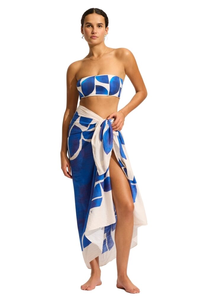 sku: 55454-SG | Brand: Seafolly  | Size: Onesize  | Colors: Ультрамарин  | Бренды Seafolly | Пляжная одежда | Title: Парео пляжное SUNRAY