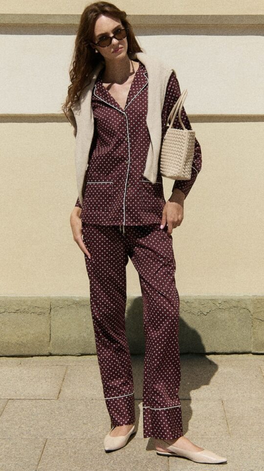 sku: GEORGETTE | Brand: Aruelle  | Size: XSmall Small Medium Large XLarge  | Colors: Бордовый  | Бренды Aruelle | Домашняя одежда Пижамы | Title: Пижама с брюками GEORGETTE