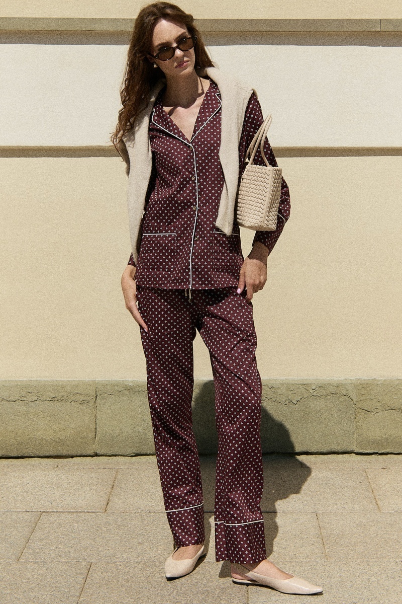 sku: GEORGETTE | Brand: Aruelle  | Size: XSmall Small Medium Large XLarge  | Colors: Бордовый  | Бренды Aruelle | Домашняя одежда Пижамы | Title: Пижама с брюками GEORGETTE