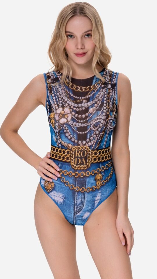 sku: 25001116 | Brand: RoDaSoleil  | Size: XSmall Small Medium Large XLarge  | Colors: Цветной  | Бренды RoDaSoleil | Купальники Слитные | Title: Слитный купальник ДЖИНС