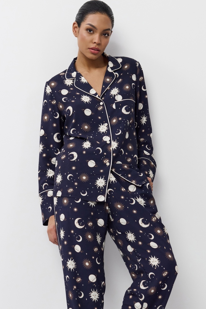 sku: VENUS | Brand: Aruelle  | Size: XSmall Small Medium Large XLarge  | Colors: Синий/Кремовый  | Бренды Aruelle | Домашняя одежда Пижамы | Title: Пижама с  брюками VENUS