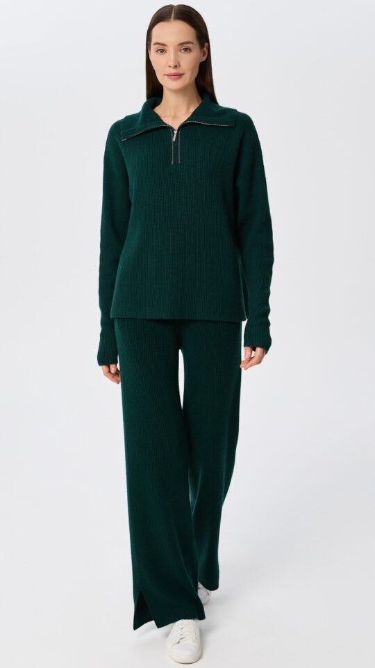 sku: W25-00CH0323 | Brand: Marc Andre  | Size: 36 38 40 42 44 46  | Colors: Изумруд  | Бренды Marc&Andre | Кашемир Джемперы | Title: Свитер с воротником на молнии QUITE MOTION