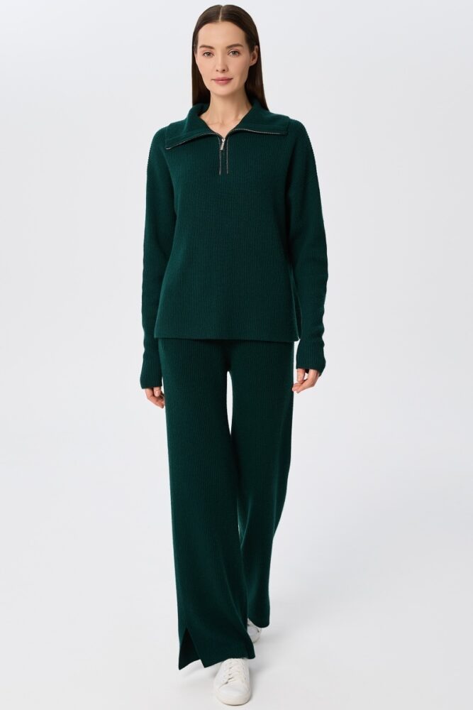 sku: W25-00CH0323 | Brand: Marc Andre  | Size: 36 38 40 42 44 46  | Colors: Изумруд  | Бренды Marc&Andre | Кашемир Джемперы | Title: Свитер с воротником на молнии QUITE MOTION