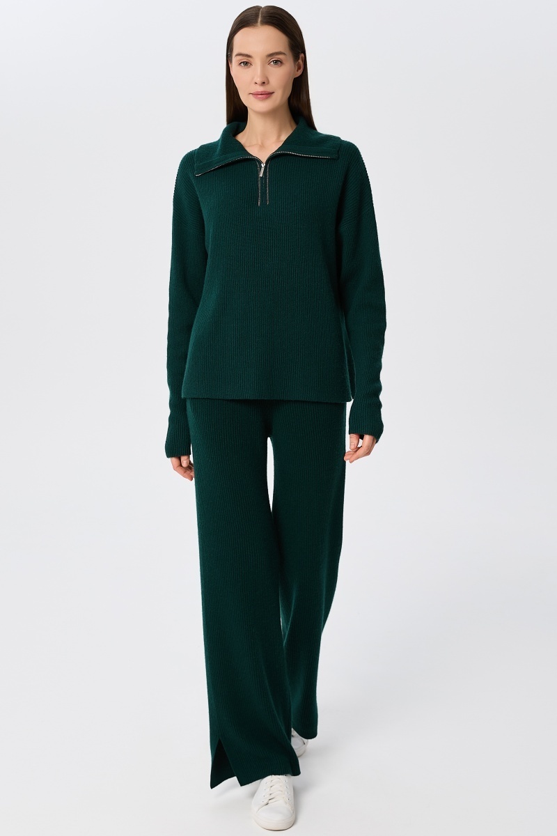 sku: W25-00CH0323 | Brand: Marc Andre  | Size: 36 38 40 42 44 46  | Colors: Изумруд  | Бренды Marc&Andre | Кашемир Джемперы | Title: Свитер с воротником на молнии QUITE MOTION