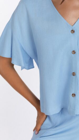 sku: BR24-02-LB | Brand: Marc Andre  | Size: Small Medium Large  | Colors: Нежно-голубой  | Бренды Marc&Andre | Пляжная одежда | Title: Блуза LUXURY LINENS