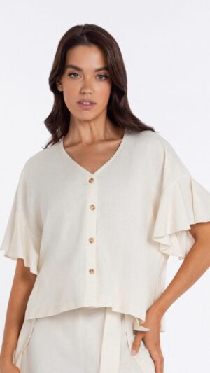 sku: BR24-01-LB | Brand: Marc Andre  | Size: Small Medium Large  | Colors: Белый  | Бренды Marc&Andre | Пляжная одежда | Title: Блуза LUXURY LINENS