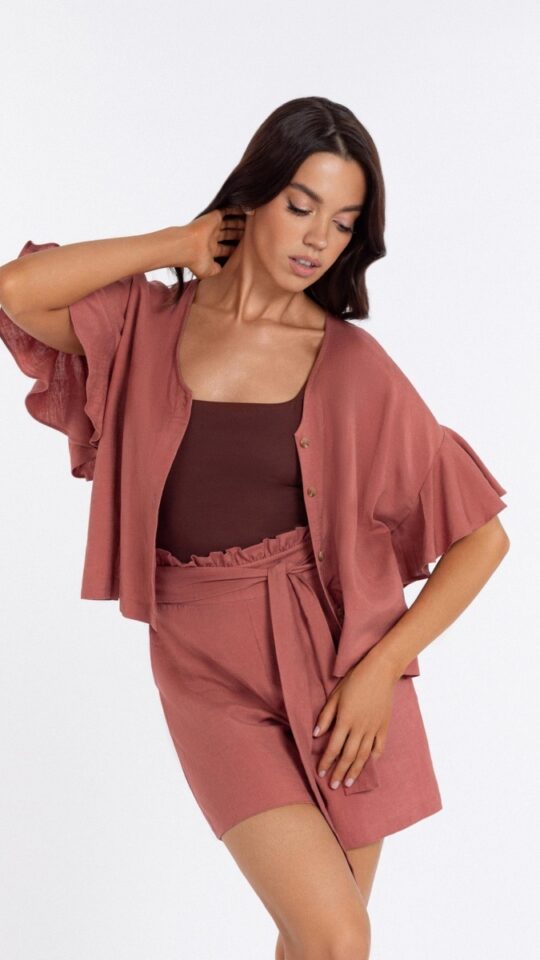 sku: BR24-03-LB | Brand: Marc Andre  | Size: Small Medium Large  | Colors: Коралл  | Бренды Marc&Andre | Пляжная одежда | Title: Блуза LUXURY LINENS