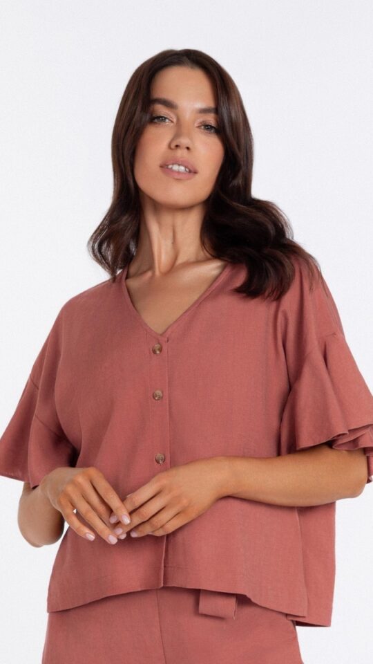 sku: BR24-03-LB | Brand: Marc Andre  | Size: Small Medium Large  | Colors: Коралл  | Бренды Marc&Andre | Пляжная одежда | Title: Блуза LUXURY LINENS