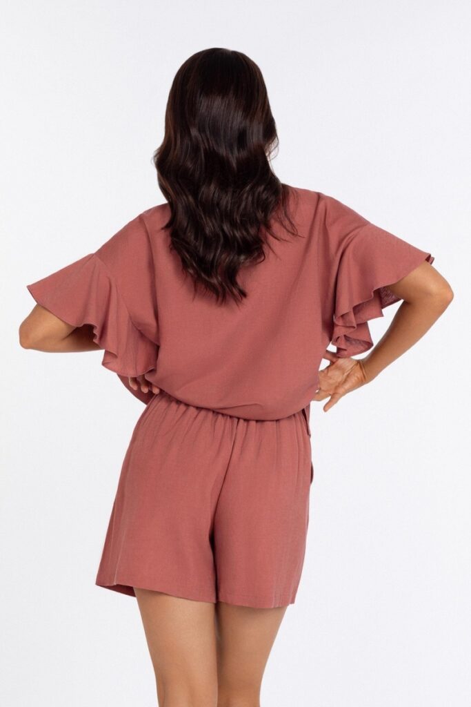 sku: BR24-03-LB | Brand: Marc Andre  | Size: Small Medium Large  | Colors: Коралл  | Бренды Marc&Andre | Пляжная одежда | Title: Блуза LUXURY LINENS