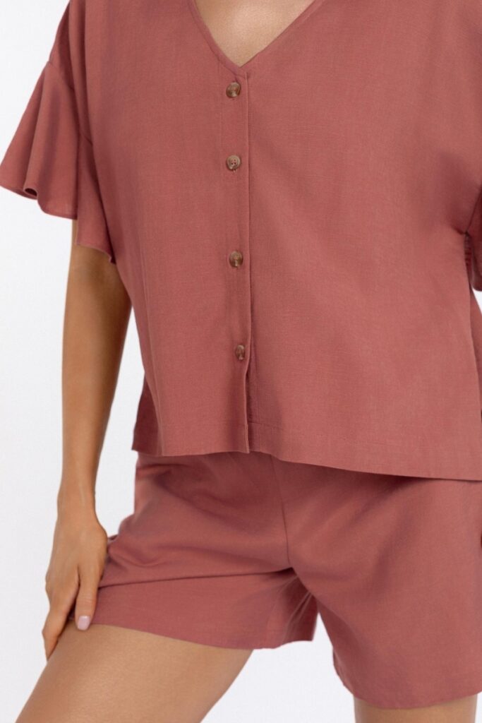 sku: BR24-03-LB | Brand: Marc Andre  | Size: Small Medium Large  | Colors: Коралл  | Бренды Marc&Andre | Пляжная одежда | Title: Блуза LUXURY LINENS