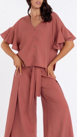 sku: BR24-03-PA | Brand: Marc Andre  | Size: Small Medium Large  | Colors: Коралл  | Бренды Marc&Andre | Пляжная одежда | Title: Брюки LUXURY LINENS