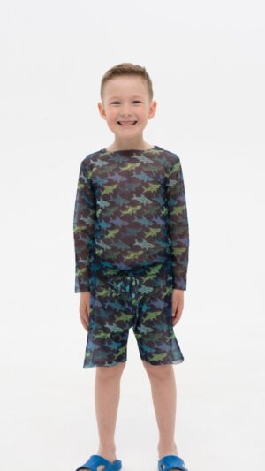 sku: 23002236 | Brand: Roda Soleil  | Size: 104 110 116 122 128 134 140 146  | Colors: Синий  | Бренды RoDa Soleil | Детские купальники | Title: Шорты детские АКУЛЫ