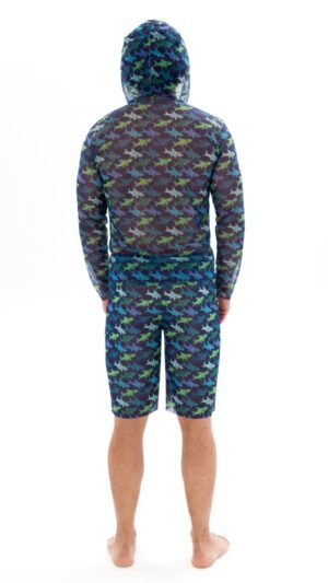 sku: 23003236 | Brand: Roda Soleil  | Size: XSmall Small Medium Large XLarge XXLarge  | Colors: Синий  | Бренды RoDa Soleil | Пляжная одежда | Title: Футболка АКУЛЫ с капюшоном