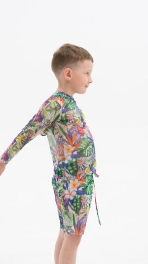 sku: 23002538 | Brand: RoDaSoleil  | Size: 104 110 116 122 128 134 140 146  | Colors: Цветной  | Бренды RoDaSoleil | Детские купальники | Title: Футболка ГЕПАРДЫ с капюшоном