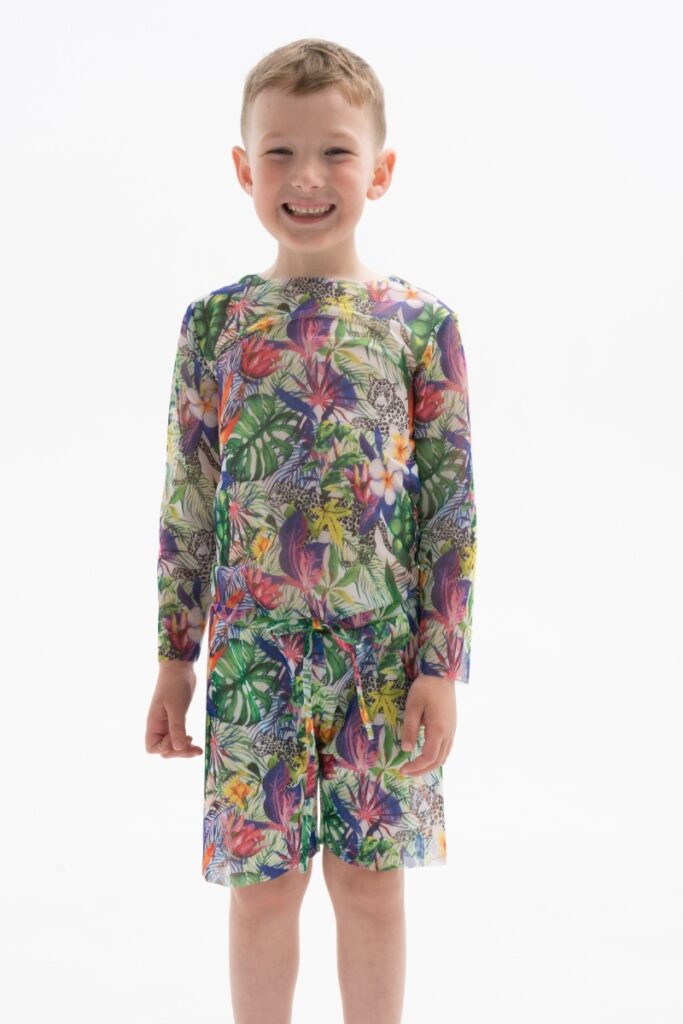sku: 23002438 | Brand: RoDaSoleil  | Size: 104 110 116 122 128 134 140 146  | Colors: Цветной  | Бренды RoDaSoleil | Детские купальники | Title: Футболка ГЕПАРДЫ