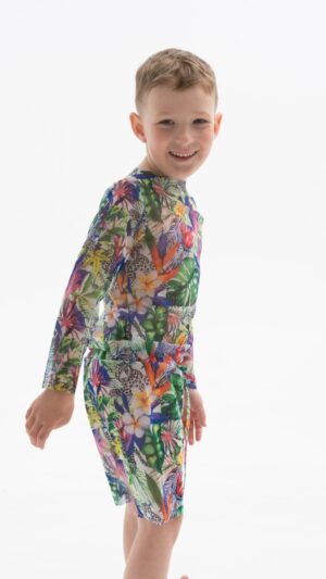 sku: 23002438 | Brand: RoDaSoleil  | Size: 104 110 116 122 128 134 140 146  | Colors: Цветной  | Бренды RoDaSoleil | Детские купальники | Title: Футболка ГЕПАРДЫ