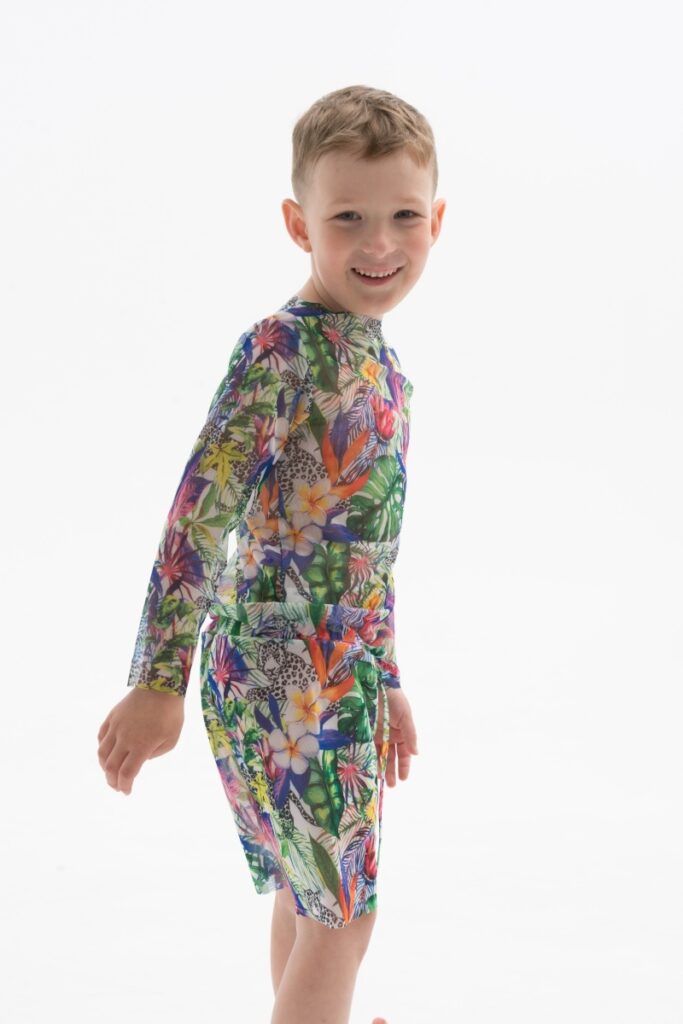 sku: 23002438 | Brand: RoDaSoleil  | Size: 104 110 116 122 128 134 140 146  | Colors: Цветной  | Бренды RoDaSoleil | Детские купальники | Title: Футболка ГЕПАРДЫ