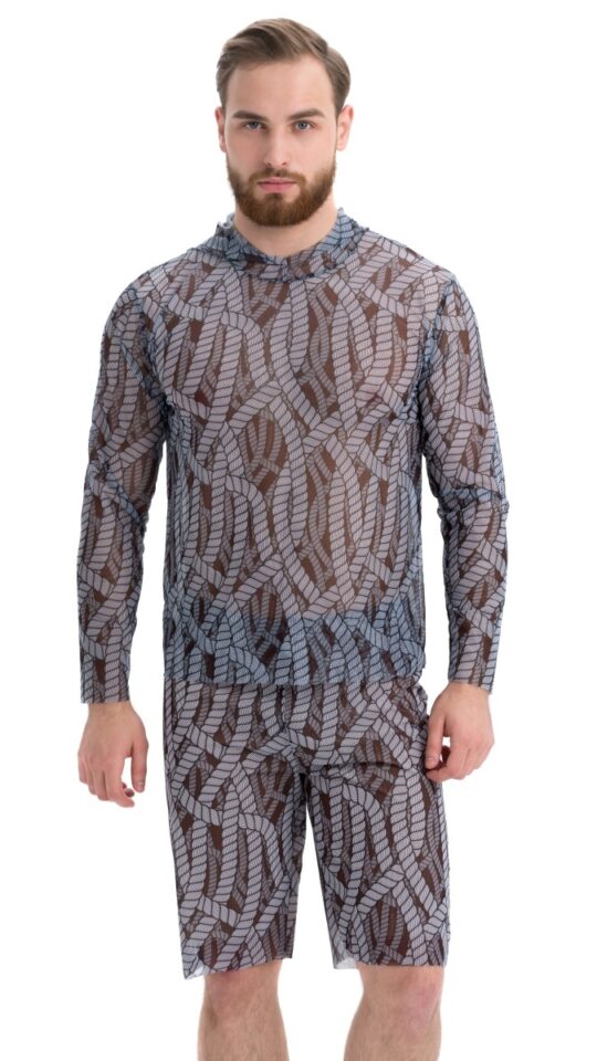 sku: 24003214 | Brand: RoDaSoleil  | Size: XSmall Small Medium Large XLarge XXLarge  | Colors: Цветной  | Бренды RoDaSoleil | Пляжная одежда | Мужская коллекция Пляжная одежда | Title: Футболка КАНАТЫ с капюшоном