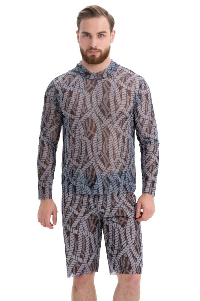 sku: 24003214 | Brand: RoDaSoleil  | Size: XSmall Small Medium Large XLarge XXLarge  | Colors: Цветной  | Бренды RoDaSoleil | Пляжная одежда | Мужская коллекция Пляжная одежда | Title: Футболка КАНАТЫ с капюшоном