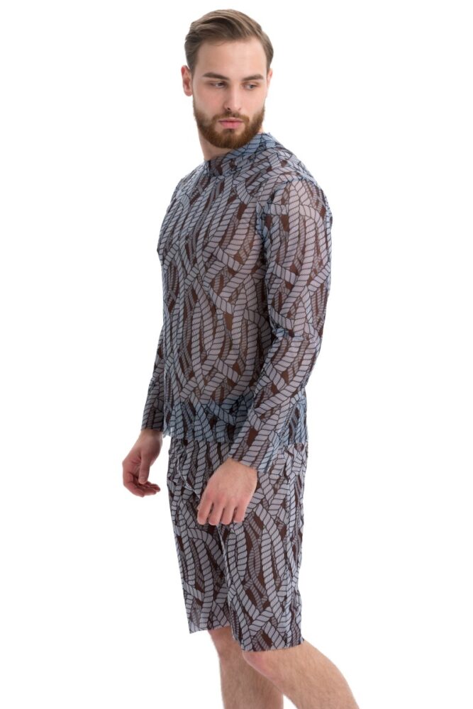 sku: 24003214 | Brand: RoDaSoleil  | Size: XSmall Small Medium Large XLarge XXLarge  | Colors: Цветной  | Бренды RoDaSoleil | Пляжная одежда | Мужская коллекция Пляжная одежда | Title: Футболка КАНАТЫ с капюшоном