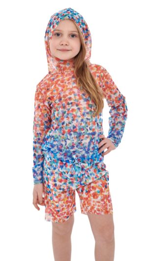sku: 24002554 | Brand: Roda Soleil  | Size: 104 110 116 122 128 134 140 146 152 158  | Colors: Цветной  | Бренды RoDa Soleil | Детские купальники | Title: Футболка КОНФЕТТИ с капюшоном