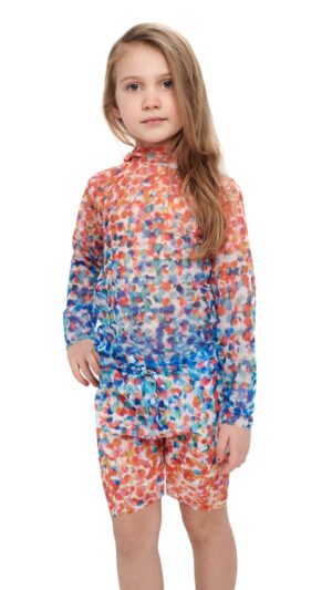 sku: 24002554 | Brand: Roda Soleil  | Size: 104 110 116 122 128 134 140 146 152 158  | Colors: Цветной  | Бренды RoDa Soleil | Детские купальники | Title: Футболка КОНФЕТТИ с капюшоном