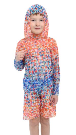 sku: 24002554 | Brand: Roda Soleil  | Size: 104 110 116 122 128 134 140 146 152 158  | Colors: Цветной  | Бренды RoDa Soleil | Детские купальники | Title: Футболка КОНФЕТТИ с капюшоном