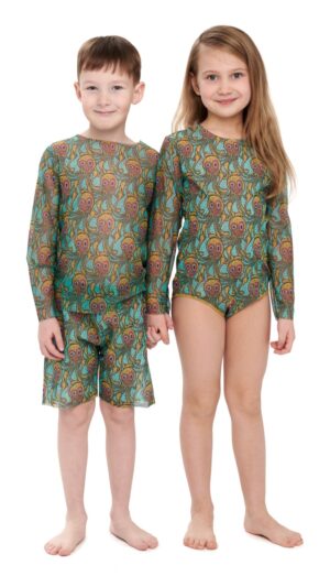 sku: 24002461 | Brand: Roda Soleil  | Size: 104 110 116 122 128 134 140 146 152 158  | Colors: Цветной  | Бренды RoDa Soleil | Детские купальники | Title: Футболка ОСЬМИНОЖКИ