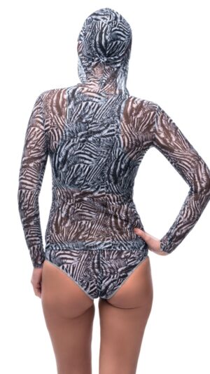 sku: 23000794 | Brand: RoDaSoleil  | Size: XSmall Small Medium Large XLarge  | Colors: Серый  | Бренды RoDaSoleil | Пляжная одежда | Title: Футболка ПСЕВДОЗЕБРА с капюшоном